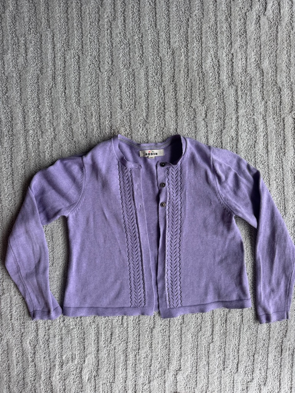 Boden Lavender purple Knit Button-Front Cardigan Sweater size 8-9